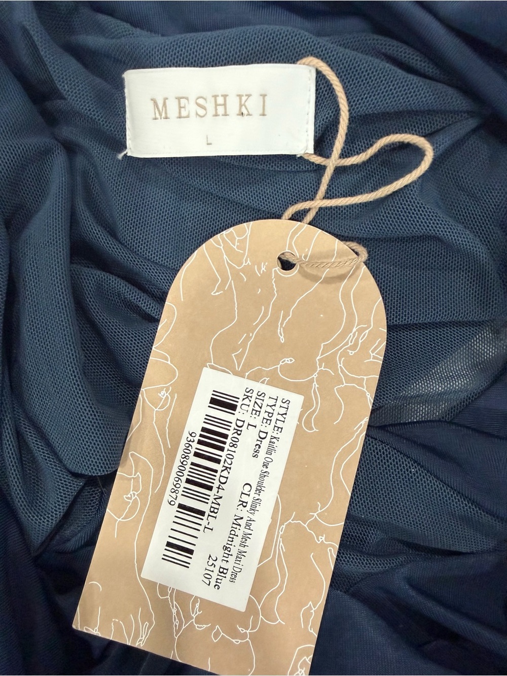 Meshki Navy Blue Off-Shoulder Long Sleeve Evening Gown - Picture 10 of 10